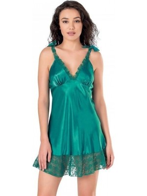 Pileli Store Pilelistore Zümrüt Kısa Saten Gecelik 8121