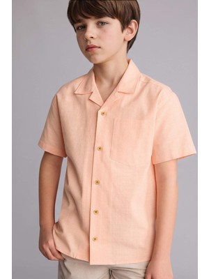 DeFacto Regular Fıt Apaş Yaka Poplin Kısa Kollu Gömlek Erkek ÇOCUK H5738A826HS
