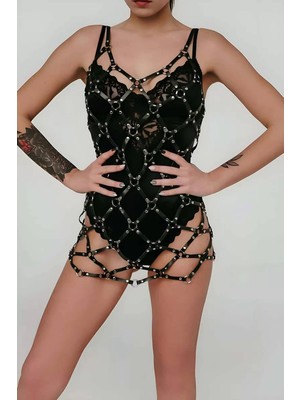 bebekokusu Deri Harness Elbise, Şık Deri Elbise - BRF1255
