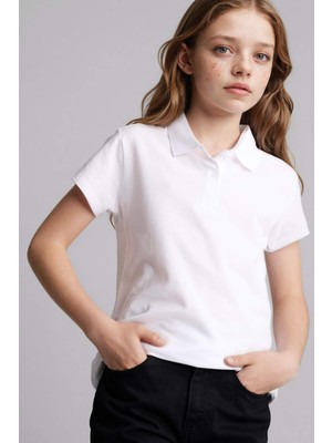 DeFacto Regular Fit Basic Düz Pamuklu Kısa Kollu Polo Tişört Kız Çocuk I0427A626SP