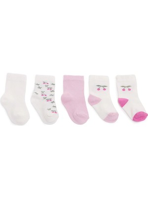 Hellobaby Kız Bebek 5li Soket Çorap Puantiye Baskılı