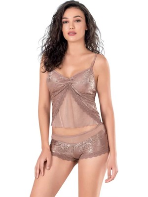 bebekokusu Vizon Jakarlı Babydoll Şort Takımı