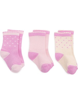 Hellobaby Kız Bebek 3lü Soket Çorap Puantiye Baskılı
