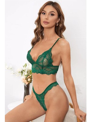 bebekokusu Kadın Yeşil Çapraz Sırt Detaylı Şık Bralet Takım