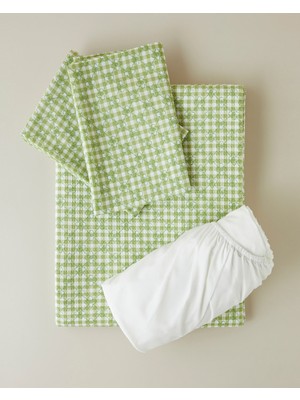 English Home Clover Çift Kişilik Pike Takımı 200x220 cm Yeşil Pamuk - Polyester Desenli 3 Parça