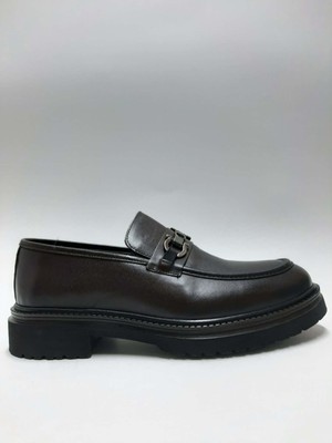 Adnan Bozkaya Hakiki Deri Tokalı Loafer Kahverengi Klasik Casual Model Erkek Ayakkabı C-81235734ADN