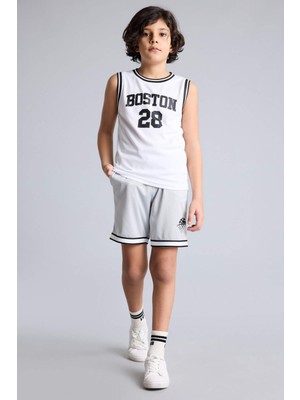 DeFacto Oversıze Spor Baskılı Tül Şort Erkek ÇOCUK H2112A826SM