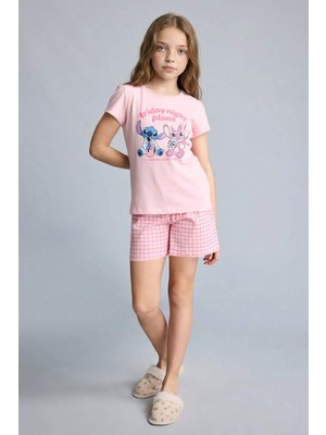 DeFacto %100 Pamuk Disney Lilo & Stitch Regular Fit 2'li Pijama Takımı Kız Çocuk H2768A826SP