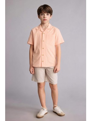 DeFacto Regular Fıt Keten Karışımlı Şort Erkek ÇOCUK H3488A826HS