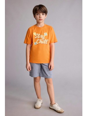 DeFacto Regular Fıt Keten Karışımlı Şort Erkek ÇOCUK H3488A826HS