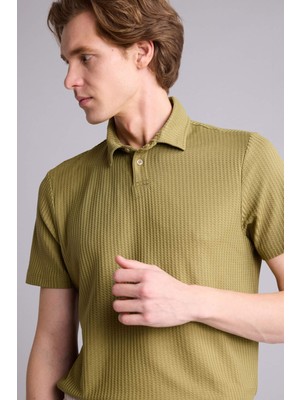 DeFacto Slim Fit Waffle Kısa Kollu Polo Tişört F8628AX26SM
