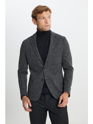 Altınyıldız Classics Slim Fit Dar Kesim Mono Yaka Armürlü Torba Cepli Ceket