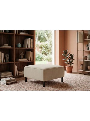 Rolivs Mokka Puf – Kadife Kumaş Çöl Kumu | Modern Tasarım, Yumuşak Doku, Çok Amaçlı Kullanım