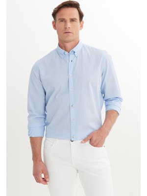 Altınyıldız Classics Pamuklu Slim Fit Dar Kesim Düğmeli Yaka Kareli Gömlek
