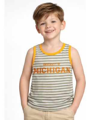 Organickid Adventure Erkek Çocuk Gri Çizgili Atlet