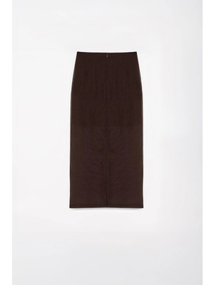 Thalure Kadın Kahverengi Transparan Kalem Etek