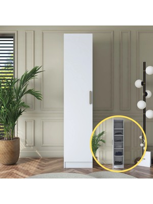 Rani BA162 Gardırop Tek Kapaklı 5 Raflı Elbise Dolabı Beyaz