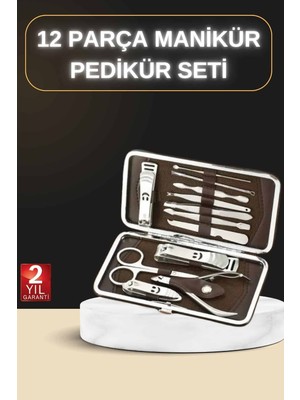 Die Grup 12 Parça Manikür Pedikür Seti Özel Deri Çanta El Ayak Bakımı Akne ve Sivilce Temizleme