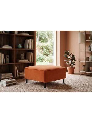 Rolivs Mokka Puf – Kadife Kumaş Ateş Taşı | Güçlü Renk, Modern Stil, Dayanıklı Yapı