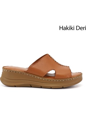 Gönderi(r) Kadın   Dolgu Taban Hakiki Deri Terlik