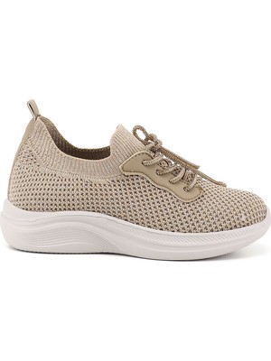 Gönderi(r) Kadın Nude  Triko Bağcıklı Memory Foam Tabanlıklı Comfort Sneaker