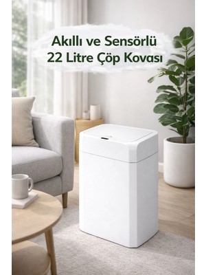 PremiumPort 22 Litre Hareket Sensörlü Otomatik Çöp Kovası, Pratik ve Şık Tasarım