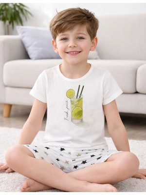 Organickid Gray Star Çocuk Gri Şortlu Pijama Takımı