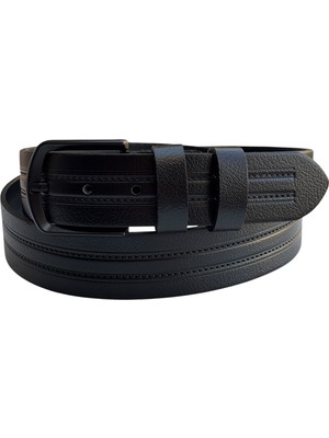 Süzer Deri 4 Cm. Spor Model Hakiki Deri Erkek Kemer Siyah