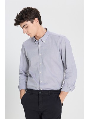 Altınyıldız Classics %100 Pamuk Slim Fit Dar Kesim Düğmeli Yaka Oxford Gömlek