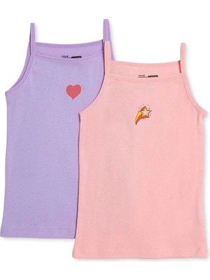 Hellobaby Kız Bebek 2li Atlet Çiçek Baskılı Bisiklet Yaka Sleeveless