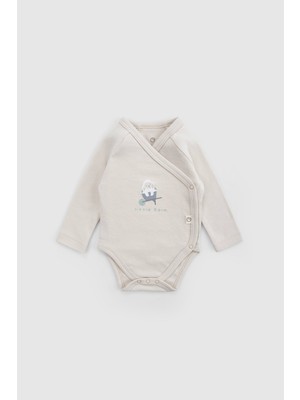 Little Gusto Organik Pamuk Uzun Kollu Kruvaze Bej Body Little Farm
