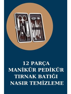 Die Grup 12 Parça Manikür Pedikür Seti Özel Deri Çanta El Ayak Bakımı Akne ve Sivilce Temizleme