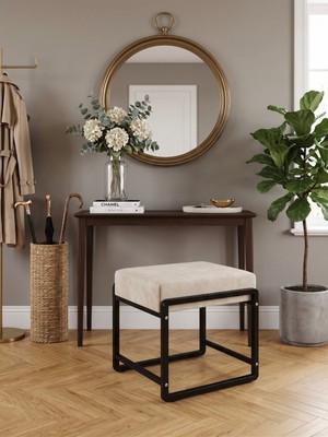 Todek Home Pure Siyah Ayaklı Babyface Puf 50X40X45 cm - Modern Bench