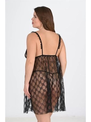 bebekokusu Büyük Beden Siyah Gecelik 3041