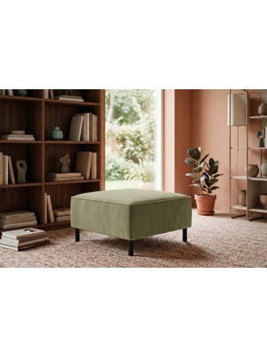 Rolivs Mokka Puf – Kadife Kumaş Çağla Yeşili | Canlı Renk, Yumuşak Yüzey, Şık Görünüm