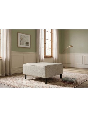 Rolivs Mokka Puf – Doğal Doku Bohem Gri | Minimal Tasarım, Dayanıklı Kumaş