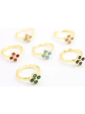 Herşey Trend Herşeytrend 6'lı Taşlı Yüzük Seti - Altın