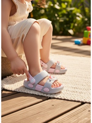Kidessa 2247-AKINAL Unisex Figürlü Ultra Yumuşak Esnek Kaymaz Tabanlı Çocuk Sandalet Terlik - NKT02247-AÇIK-GRI-36