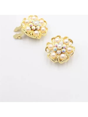 Herşey Trend Herşeytrend Taşlı Düğme Broşu - Altın