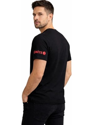 Modenya Erkek Türkiye Ay Yıldız Baskılı 10 Numara Forma Tişört Taraftar T-Shirt - Siyah