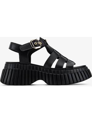 Valmenti Kadın Hakiki Deri Siyah Deri Düz Sandalet 1141 842 Bn Sndlt Y26 Black Leather