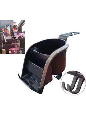 Nil Avm Koltuk Arkası Telefon Bardak Tutucu Organizer Siyah Y-910