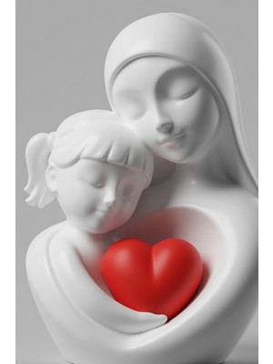 My Craft 3D MYCRAFT3D Anneler Günü Anne & Çocuk Kalp Figürlü Dekoratif Biblo – Anlamlı Hediye