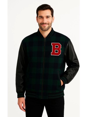 Modenya Kolları Suni Deri Içi Astarlı Oduncu Kolej Içi Ceket - Haki