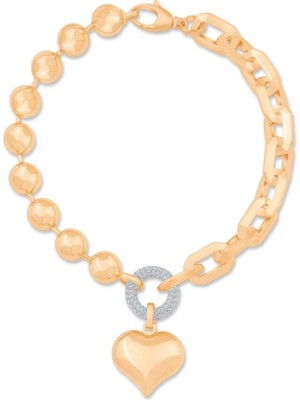 Ema Jewellery Italyan Top Zincir Kalp Bileklik