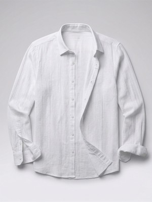 Modenya Erkek Armürlü Yarım Oversize Müslin Gömlek