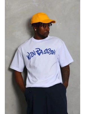 Modenya Erkek Baskılı T-Shirt Kısa Kol Bisiklet Yaka Regular Fit Rahat Kalıp Günlük Tişört - Beyaz