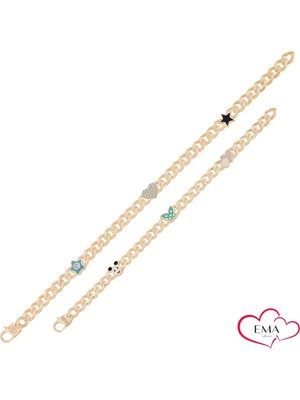 Ema Jewellery Anne Çocuk Kalpli Gurmet Altın Bileklik
