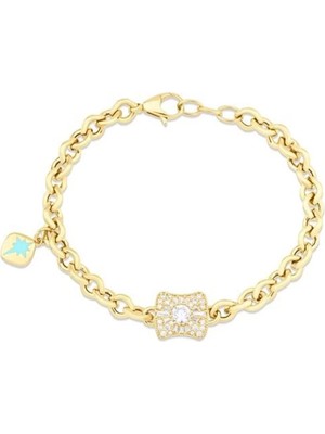 Genola Altın Taşlı Tasarım Bileklik