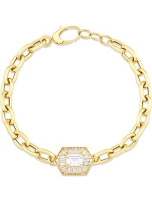 Genola Altın Taşlı Tasarım Bileklik